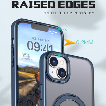 For iPhone 14 Plus Wing Series MagSafe Magnetic Ring Holder Phone Case(Blue) - iPhone 14 Plus Cases by buy2fix | Online Shopping UK | buy2fix