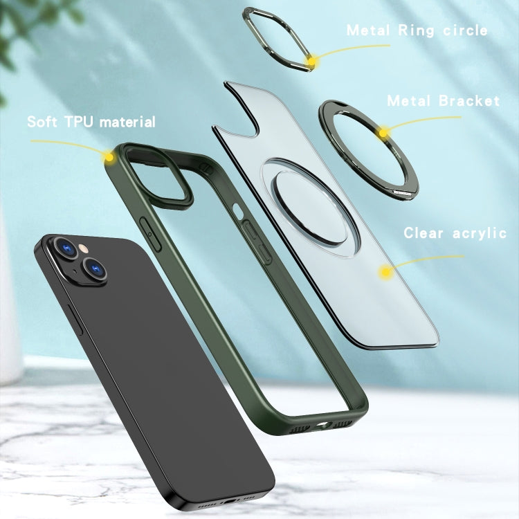 For iPhone 14 Plus Wing Series MagSafe Magnetic Ring Holder Phone Case(Green) - iPhone 14 Plus Cases by buy2fix | Online Shopping UK | buy2fix