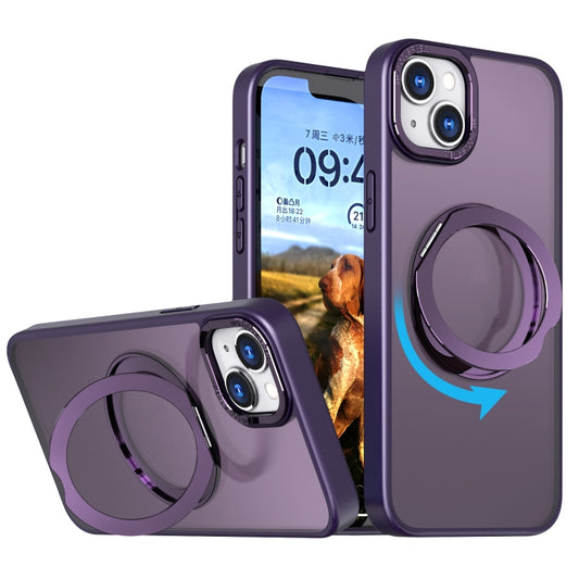 For iPhone 14 Plus Wing Series MagSafe Magnetic Ring Holder Phone Case(Dark Purple) - iPhone 14 Plus Cases by buy2fix | Online Shopping UK | buy2fix
