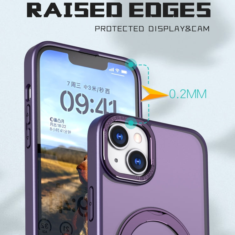 For iPhone 14 Plus Wing Series MagSafe Magnetic Ring Holder Phone Case(Dark Purple) - iPhone 14 Plus Cases by buy2fix | Online Shopping UK | buy2fix
