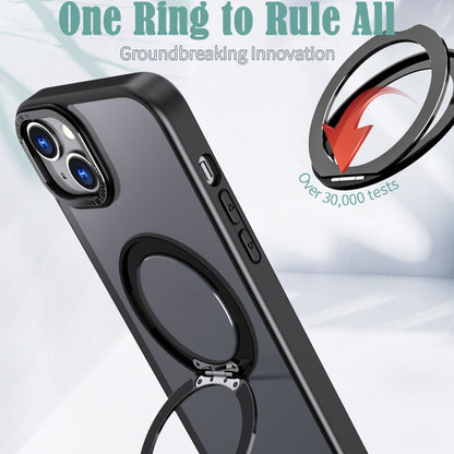 For iPhone 14 Wing Series MagSafe Magnetic Ring Holder Phone Case(Black) - iPhone 14 Cases by buy2fix | Online Shopping UK | buy2fix