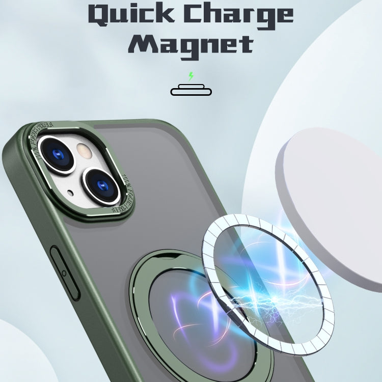 For iPhone 14 Wing Series MagSafe Magnetic Ring Holder Phone Case(Green) - iPhone 14 Cases by buy2fix | Online Shopping UK | buy2fix