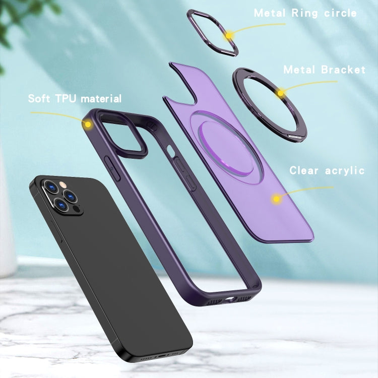 For iPhone 13 Pro Wing Series MagSafe Magnetic Ring Holder Phone Case(Dark Purple) - iPhone 13 Pro Cases by buy2fix | Online Shopping UK | buy2fix