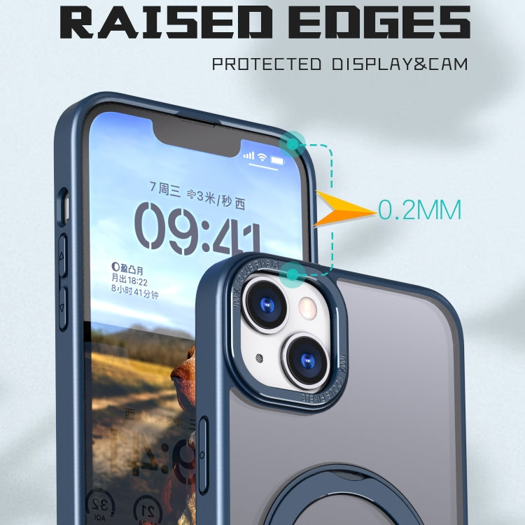 For iPhone 13 Wing Series MagSafe Magnetic Ring Holder Phone Case(Blue) - iPhone 13 Cases by buy2fix | Online Shopping UK | buy2fix