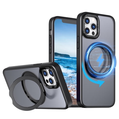 For iPhone 12 Pro Max Wing Series MagSafe Magnetic Ring Holder Phone Case(Black) - iPhone 12 Pro Max Cases by buy2fix | Online Shopping UK | buy2fix