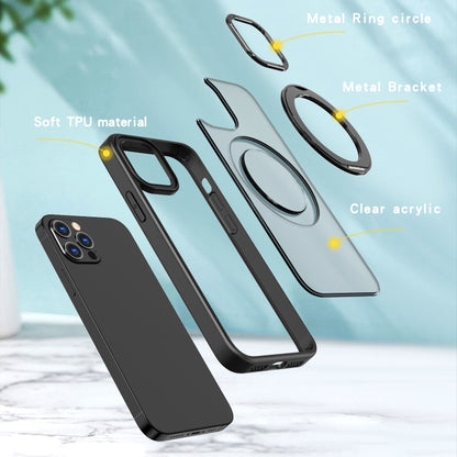 For iPhone 12 Pro Max Wing Series MagSafe Magnetic Ring Holder Phone Case(Black) - iPhone 12 Pro Max Cases by buy2fix | Online Shopping UK | buy2fix