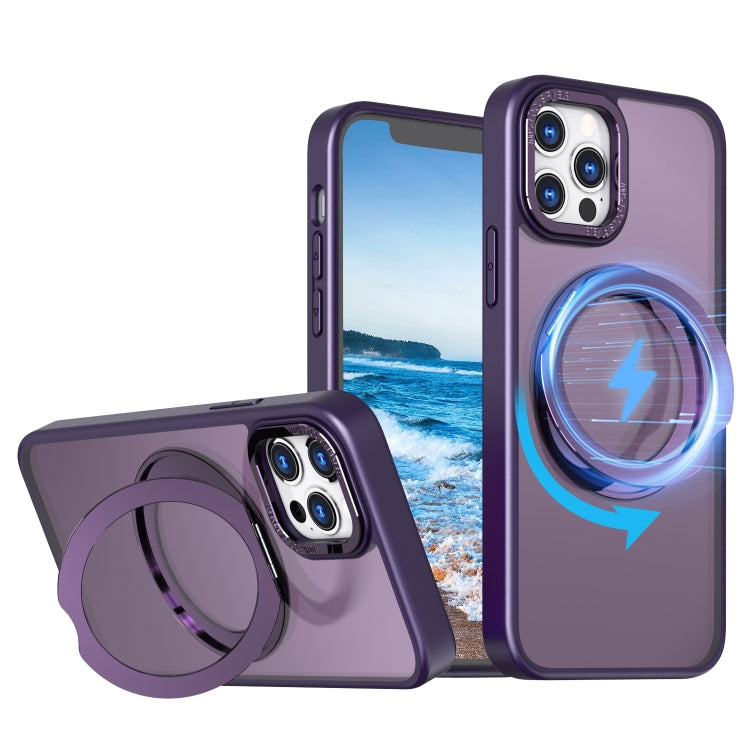 For iPhone 12 Pro Max Wing Series MagSafe Magnetic Ring Holder Phone Case(Dark Purple) - iPhone 12 Pro Max Cases by buy2fix | Online Shopping UK | buy2fix