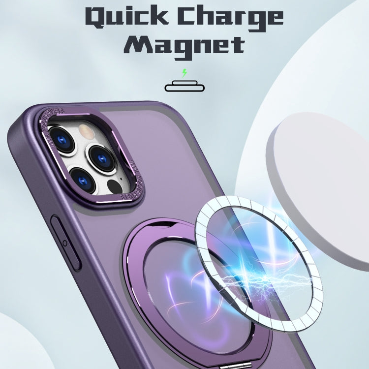 For iPhone 12 Pro Max Wing Series MagSafe Magnetic Ring Holder Phone Case(Dark Purple) - iPhone 12 Pro Max Cases by buy2fix | Online Shopping UK | buy2fix