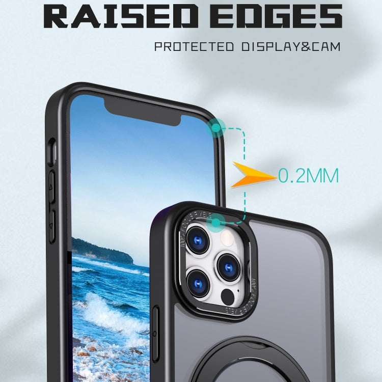 For iPhone 12 Pro Wing Series MagSafe Magnetic Ring Holder Phone Case(Black) - iPhone 12 / 12 Pro Cases by buy2fix | Online Shopping UK | buy2fix