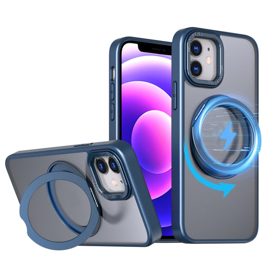 For iPhone 12 Wing Series MagSafe Magnetic Ring Holder Phone Case(Blue) - iPhone 12 / 12 Pro Cases by buy2fix | Online Shopping UK | buy2fix