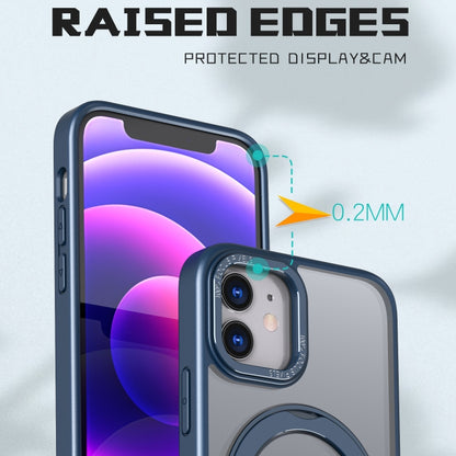 For iPhone 12 Wing Series MagSafe Magnetic Ring Holder Phone Case(Blue) - iPhone 12 / 12 Pro Cases by buy2fix | Online Shopping UK | buy2fix