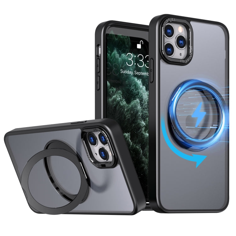 For iPhone 11 Pro Max Wing Series MagSafe Magnetic Ring Holder Phone Case(Black) - iPhone 11 Pro Max Cases by buy2fix | Online Shopping UK | buy2fix