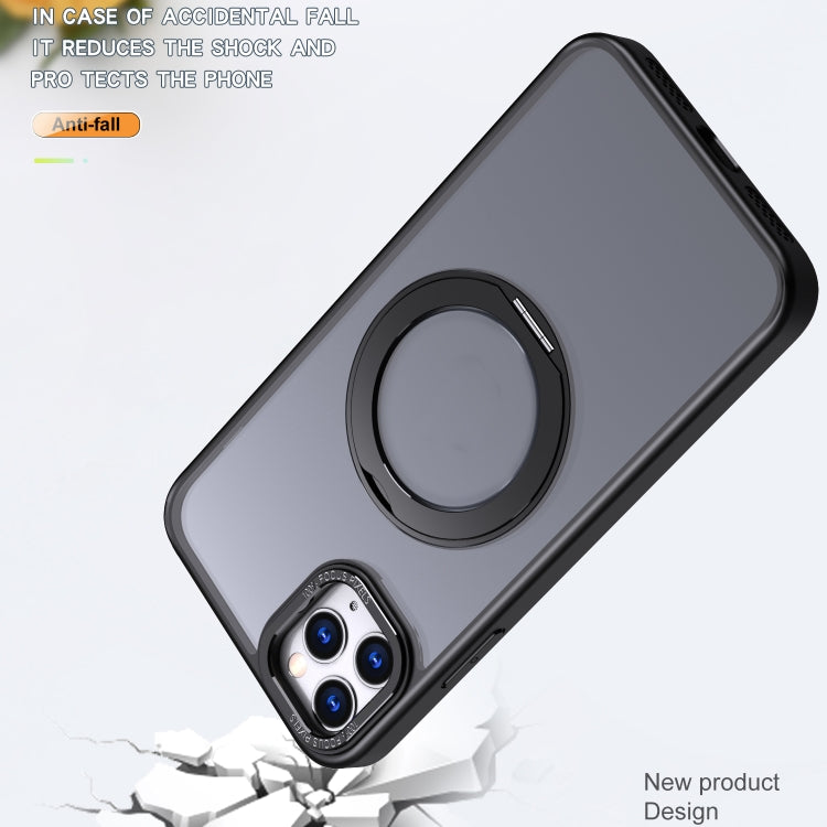 For iPhone 11 Pro Max Wing Series MagSafe Magnetic Ring Holder Phone Case(Black) - iPhone 11 Pro Max Cases by buy2fix | Online Shopping UK | buy2fix