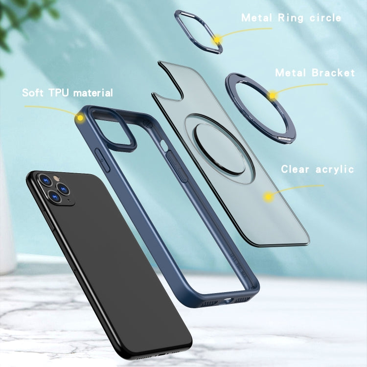 For iPhone 11 Pro Max Wing Series MagSafe Magnetic Ring Holder Phone Case(Blue) - iPhone 11 Pro Max Cases by buy2fix | Online Shopping UK | buy2fix