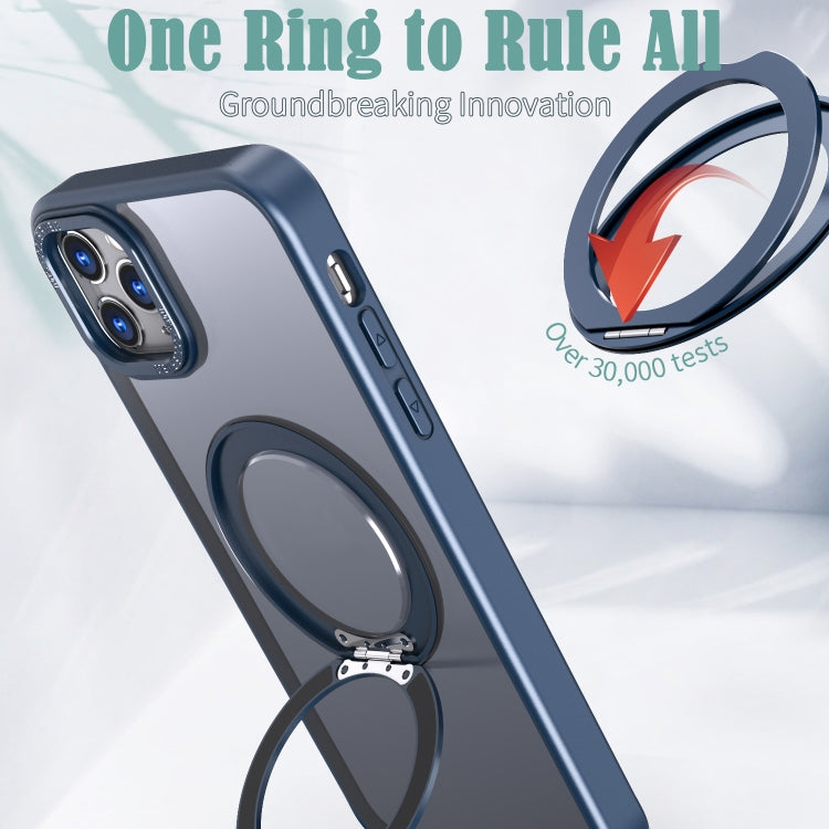 For iPhone 11 Pro Max Wing Series MagSafe Magnetic Ring Holder Phone Case(Blue) - iPhone 11 Pro Max Cases by buy2fix | Online Shopping UK | buy2fix