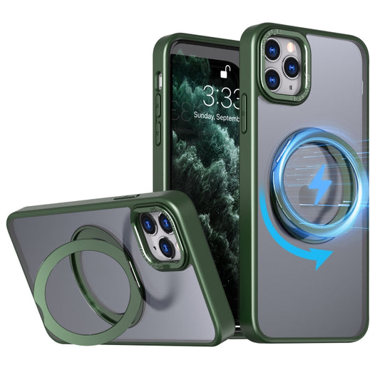 For iPhone 11 Pro Max Wing Series MagSafe Magnetic Ring Holder Phone Case(Green) - iPhone 11 Pro Max Cases by buy2fix | Online Shopping UK | buy2fix