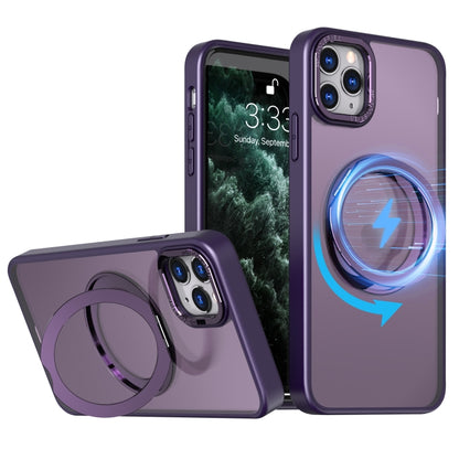 For iPhone 11 Pro Max Wing Series MagSafe Magnetic Ring Holder Phone Case(Dark Purple) - iPhone 11 Pro Max Cases by buy2fix | Online Shopping UK | buy2fix