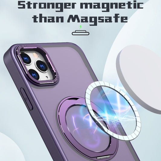 For iPhone 11 Pro Max Wing Series MagSafe Magnetic Ring Holder Phone Case(Dark Purple) - iPhone 11 Pro Max Cases by buy2fix | Online Shopping UK | buy2fix