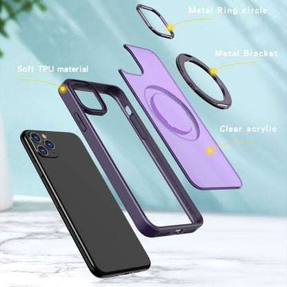 For iPhone 11 Pro Max Wing Series MagSafe Magnetic Ring Holder Phone Case(Dark Purple) - iPhone 11 Pro Max Cases by buy2fix | Online Shopping UK | buy2fix