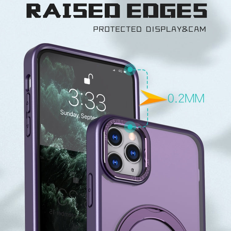 For iPhone 11 Pro Max Wing Series MagSafe Magnetic Ring Holder Phone Case(Dark Purple) - iPhone 11 Pro Max Cases by buy2fix | Online Shopping UK | buy2fix