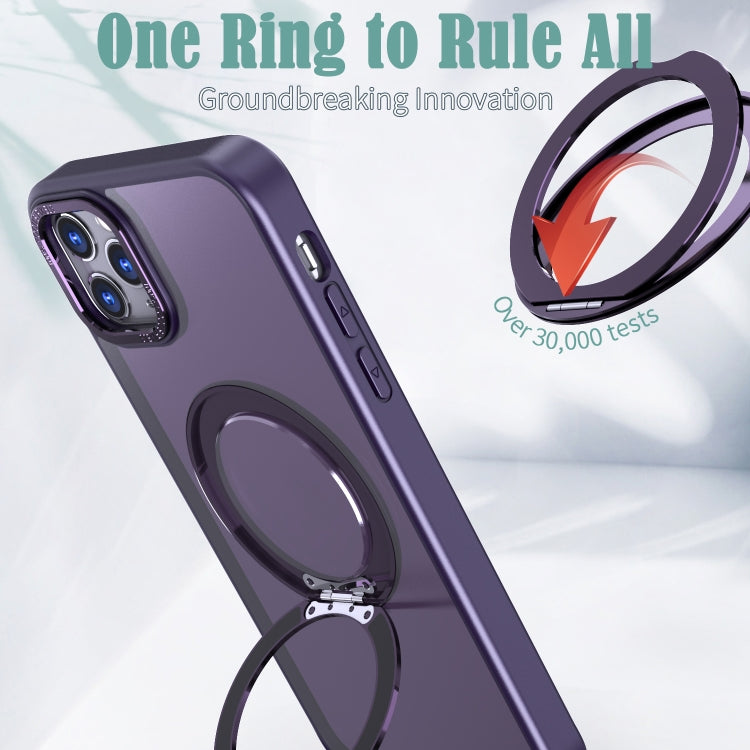 For iPhone 11 Pro Max Wing Series MagSafe Magnetic Ring Holder Phone Case(Dark Purple) - iPhone 11 Pro Max Cases by buy2fix | Online Shopping UK | buy2fix