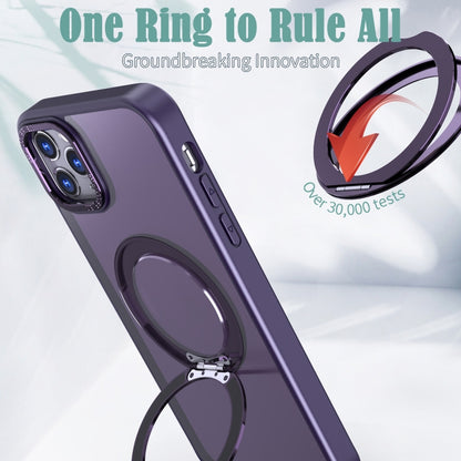 For iPhone 11 Pro Max Wing Series MagSafe Magnetic Ring Holder Phone Case(Dark Purple) - iPhone 11 Pro Max Cases by buy2fix | Online Shopping UK | buy2fix