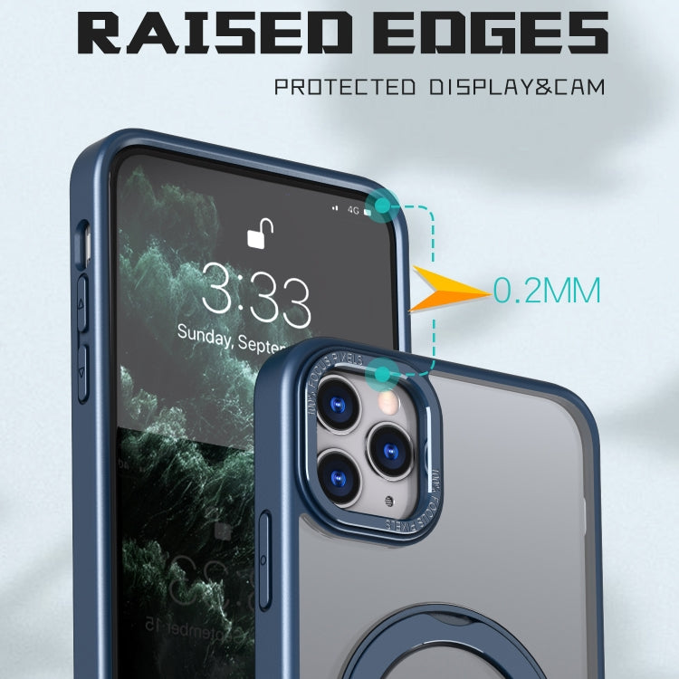 For iPhone 11 Pro Wing Series MagSafe Magnetic Ring Holder Phone Case(Blue) - iPhone 11 Cases by buy2fix | Online Shopping UK | buy2fix