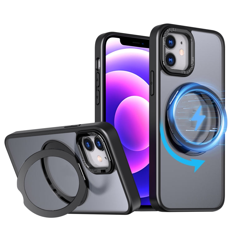 For iPhone 11 Wing Series MagSafe Magnetic Ring Holder Phone Case(Black) - iPhone 11 Cases by buy2fix | Online Shopping UK | buy2fix
