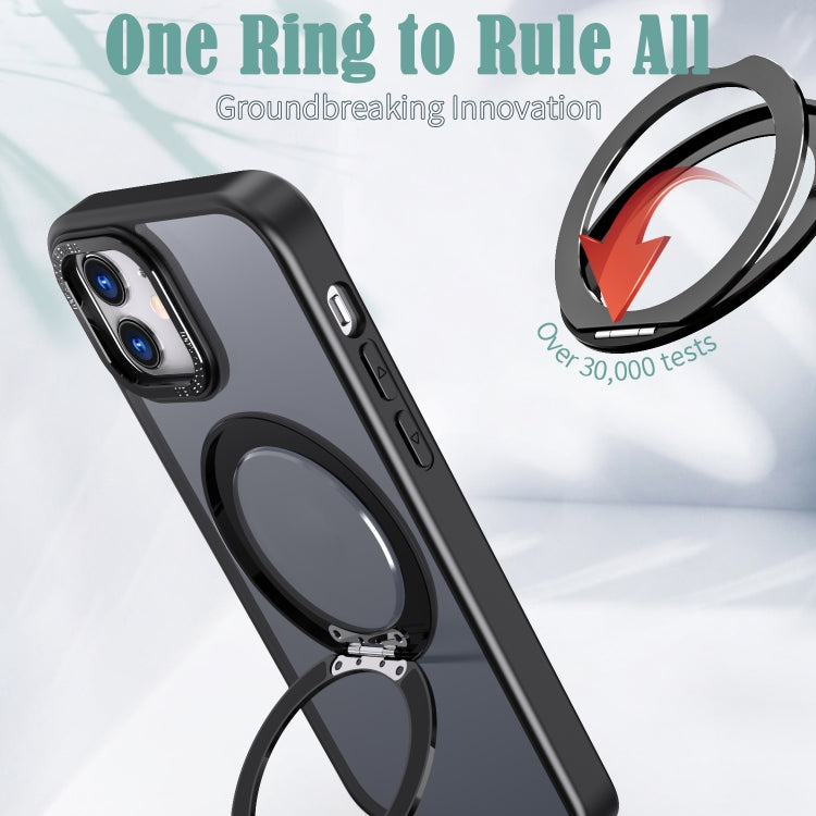 For iPhone 11 Wing Series MagSafe Magnetic Ring Holder Phone Case(Black) - iPhone 11 Cases by buy2fix | Online Shopping UK | buy2fix
