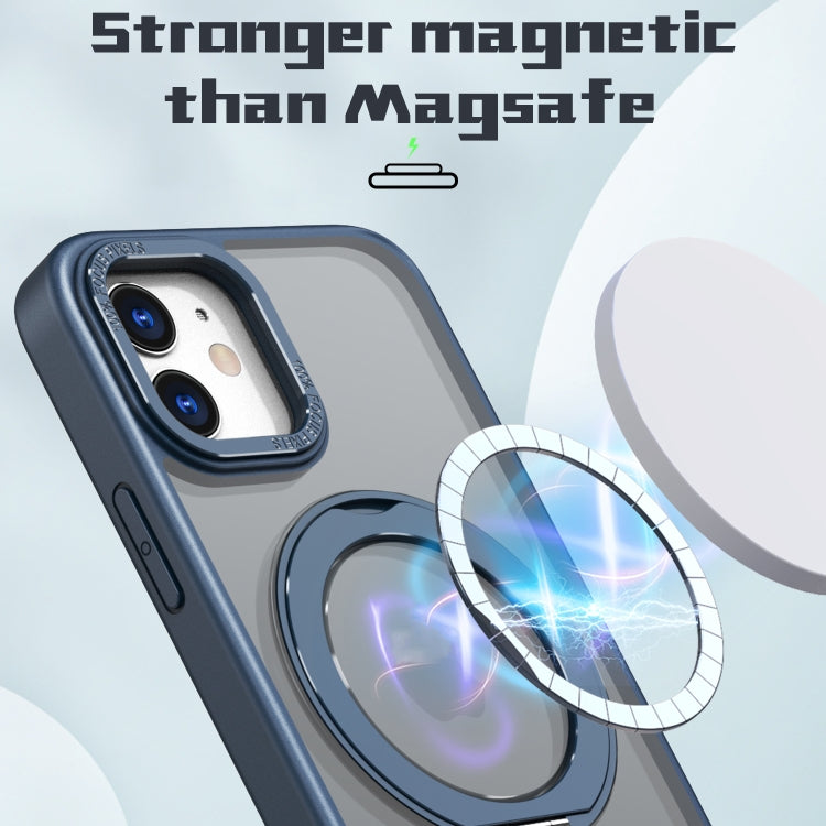 For iPhone 11 Wing Series MagSafe Magnetic Ring Holder Phone Case(Blue) - iPhone 11 Cases by buy2fix | Online Shopping UK | buy2fix