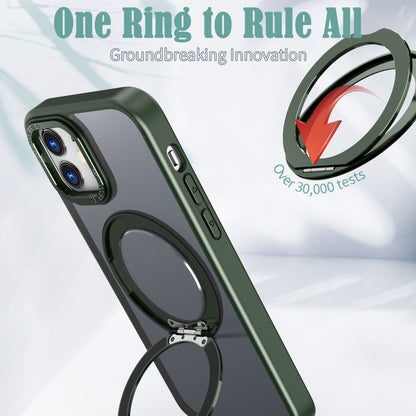For iPhone 11 Wing Series MagSafe Magnetic Ring Holder Phone Case(Green) - iPhone 11 Cases by buy2fix | Online Shopping UK | buy2fix
