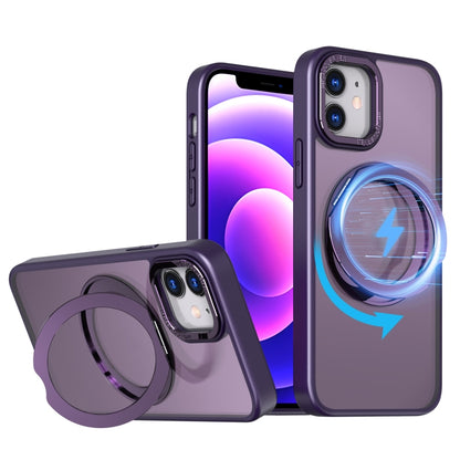 For iPhone 11 Wing Series MagSafe Magnetic Ring Holder Phone Case(Dark Purple) - iPhone 11 Cases by buy2fix | Online Shopping UK | buy2fix