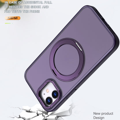 For iPhone 11 Wing Series MagSafe Magnetic Ring Holder Phone Case(Dark Purple) - iPhone 11 Cases by buy2fix | Online Shopping UK | buy2fix