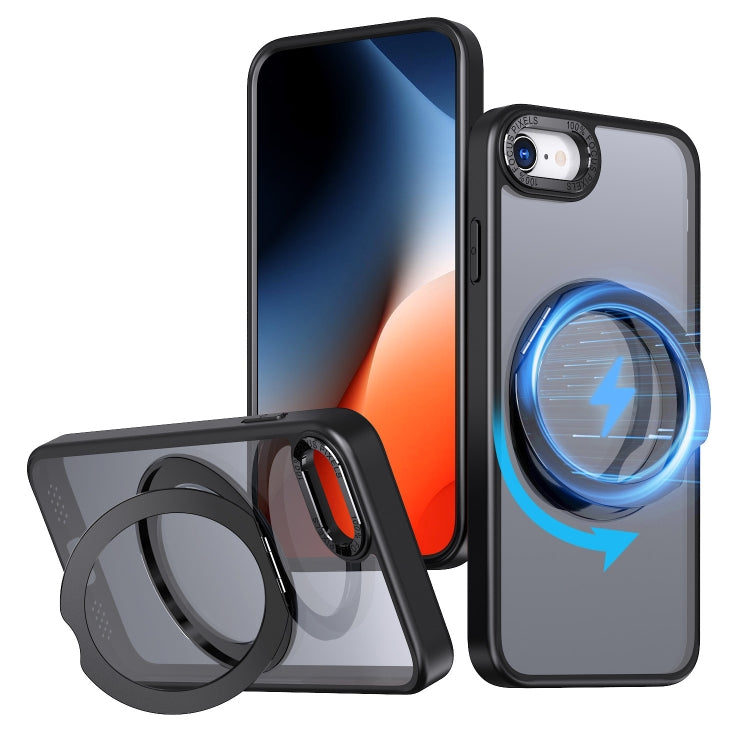 For iPhone SE 2022 / 2020 / 8 / 7 Wing Series MagSafe Magnetic Ring Holder Phone Case(Black) - iPhone SE 2022 / 2020 / 8 / 7 Cases by buy2fix | Online Shopping UK | buy2fix