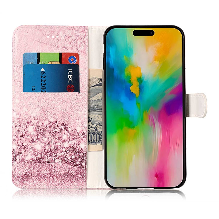 For iPhone 16 Pro Colored Drawing Marble Pattern Leather Phone Case(Rose Gold) - iPhone 16 Pro Cases by buy2fix | Online Shopping UK | buy2fix