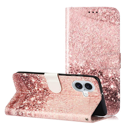 For iPhone 16 Plus Colored Drawing Marble Pattern Leather Phone Case(Rose Gold) - iPhone 16 Plus Cases by buy2fix | Online Shopping UK | buy2fix