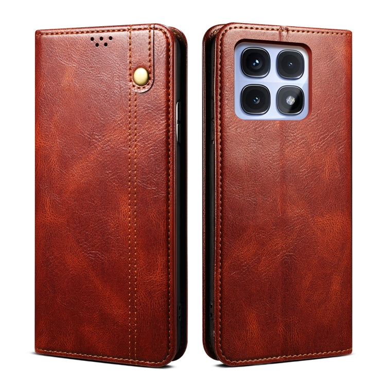 For Redmi K70 Ultra 5G Oil Wax Crazy Horse Texture Leather Phone Case(Brown) - Xiaomi Cases by buy2fix | Online Shopping UK | buy2fix