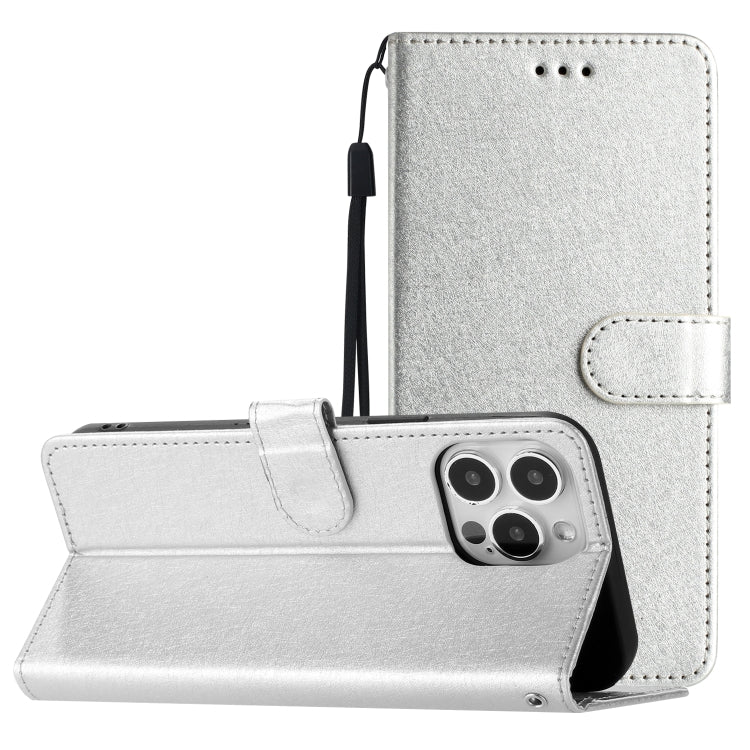 For iPhone 16 Pro Max Silk Texture Horizontal Flip Leather Phone Case(Silver) - iPhone 16 Pro Max Cases by buy2fix | Online Shopping UK | buy2fix