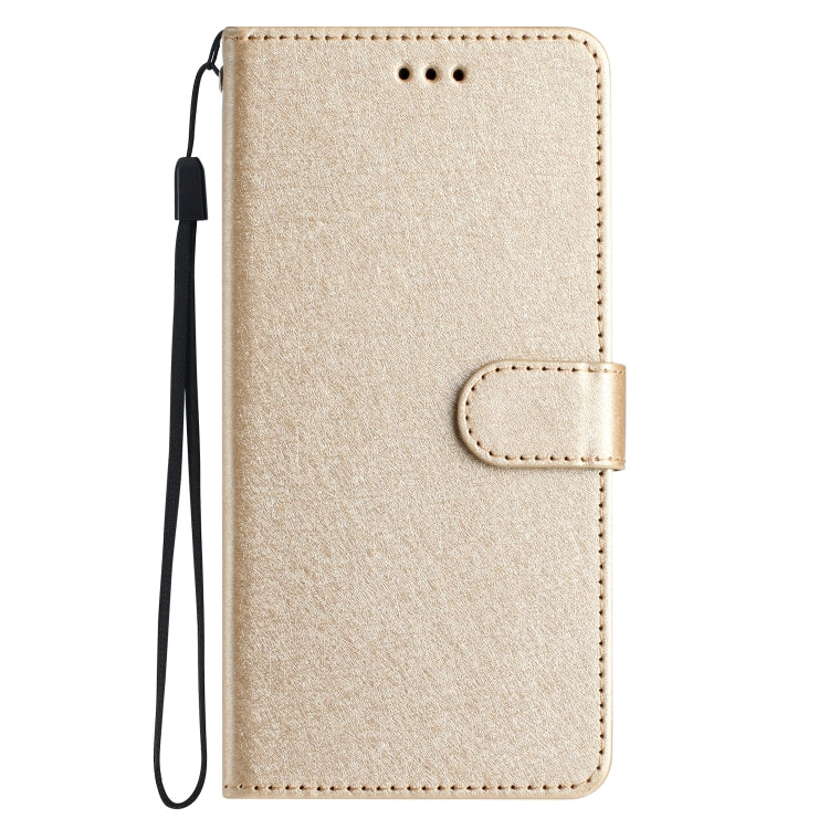 For iPhone 16 Plus Silk Texture Horizontal Flip Leather Phone Case(Gold) - iPhone 16 Plus Cases by buy2fix | Online Shopping UK | buy2fix