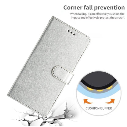 For iPhone 16 Plus Silk Texture Horizontal Flip Leather Phone Case(Silver) - iPhone 16 Plus Cases by buy2fix | Online Shopping UK | buy2fix