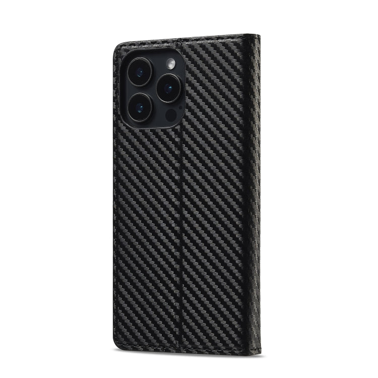 For iPhone 16 Pro LC.IMEEKE Carbon Fiber Leather Phone Case(Vertical Black) - iPhone 16 Pro Cases by LC.IMEEKE | Online Shopping UK | buy2fix