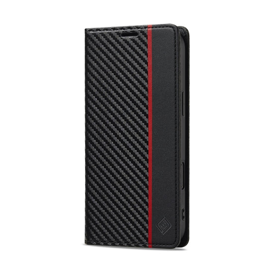 For iPhone 16 Plus LC.IMEEKE Carbon Fiber Leather Phone Case(Vertical Black) by LC.IMEEKE