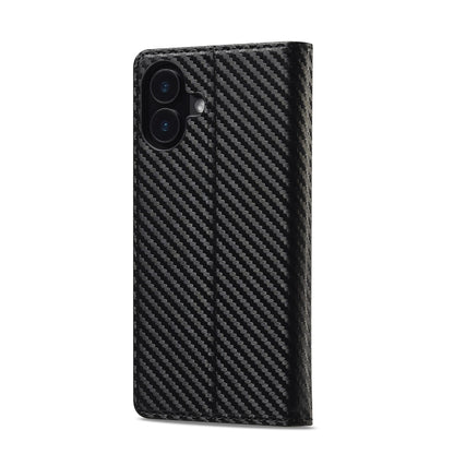 For iPhone 16 Plus LC.IMEEKE Carbon Fiber Leather Phone Case(Vertical Black) - iPhone 16 Plus Cases by LC.IMEEKE | Online Shopping UK | buy2fix