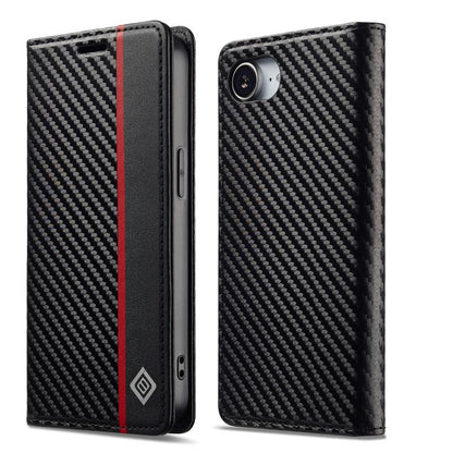 For iPhone 16e LC.IMEEKE Carbon Fiber Leather Phone Case(Vertical Black) - iPhone 16e Cases by LC.IMEEKE | Online Shopping UK | buy2fix
