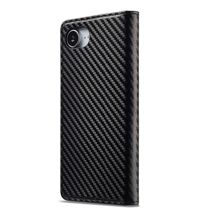 For iPhone 16e LC.IMEEKE Carbon Fiber Leather Phone Case(Vertical Black) - iPhone 16e Cases by LC.IMEEKE | Online Shopping UK | buy2fix