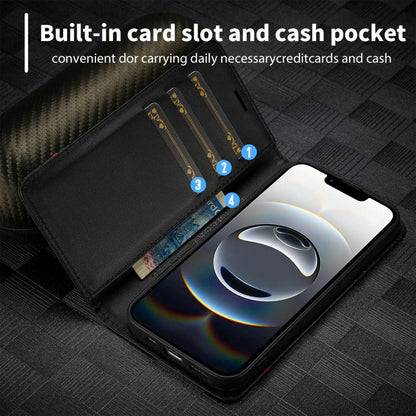 For iPhone 16e LC.IMEEKE Carbon Fiber Leather Phone Case(Vertical Black) - iPhone 16e Cases by LC.IMEEKE | Online Shopping UK | buy2fix