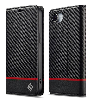 For iPhone 16e LC.IMEEKE Carbon Fiber Leather Phone Case(Horizontal Black) - iPhone 16e Cases by LC.IMEEKE | Online Shopping UK | buy2fix