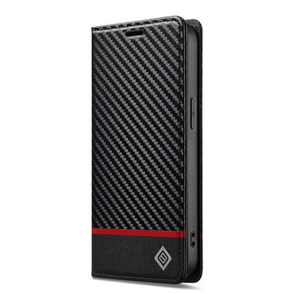 For iPhone 16e LC.IMEEKE Carbon Fiber Leather Phone Case(Horizontal Black) - iPhone 16e Cases by LC.IMEEKE | Online Shopping UK | buy2fix