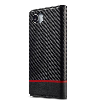 For iPhone 16e LC.IMEEKE Carbon Fiber Leather Phone Case(Horizontal Black) - iPhone 16e Cases by LC.IMEEKE | Online Shopping UK | buy2fix