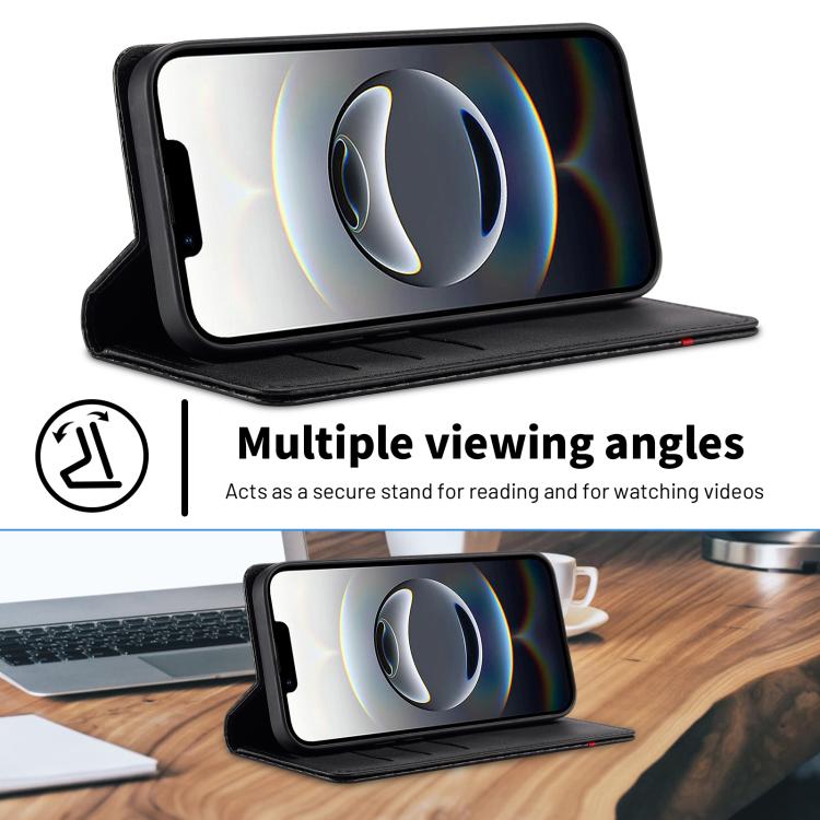 For iPhone 16e LC.IMEEKE Carbon Fiber Leather Phone Case(Horizontal Black) - iPhone 16e Cases by LC.IMEEKE | Online Shopping UK | buy2fix